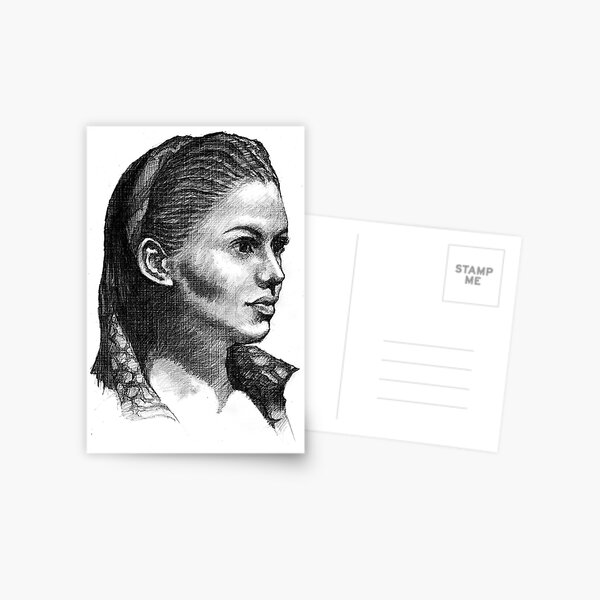 Woman Drawing Postcard