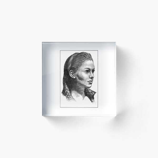Woman Drawing Acrylic Block