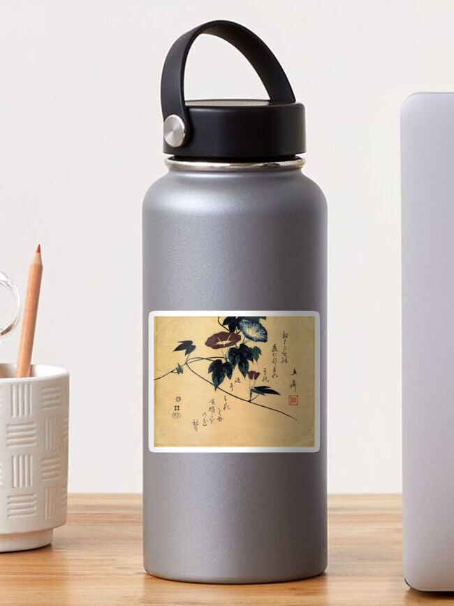 Thumbnail 1 of 3, Sticker, Morning Glory by Katsushika Hokusai (Reproduction) designed and sold by RozAbellera.