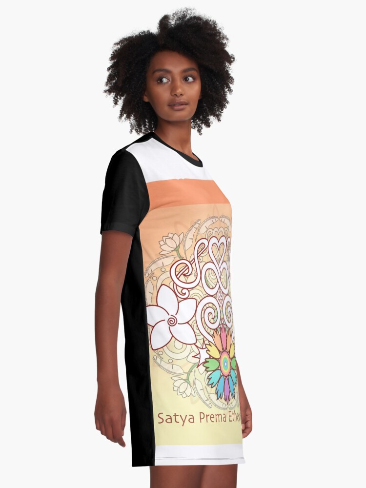 Alternate view of Orange Enlighten Love Mandala Graphic T-Shirt Dress