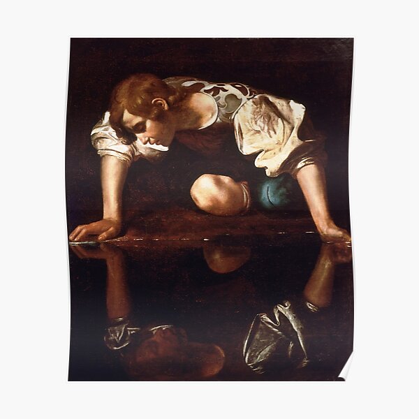 Narcissus By Caravaggio 1599 Poster By Allhistory Redbubble   Poster,504x498,f8f8f8 Pad,600x600,f8f8f8.u2 