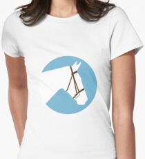 Minimalist Horse → White/Blue Women's Fitted T-Shirt