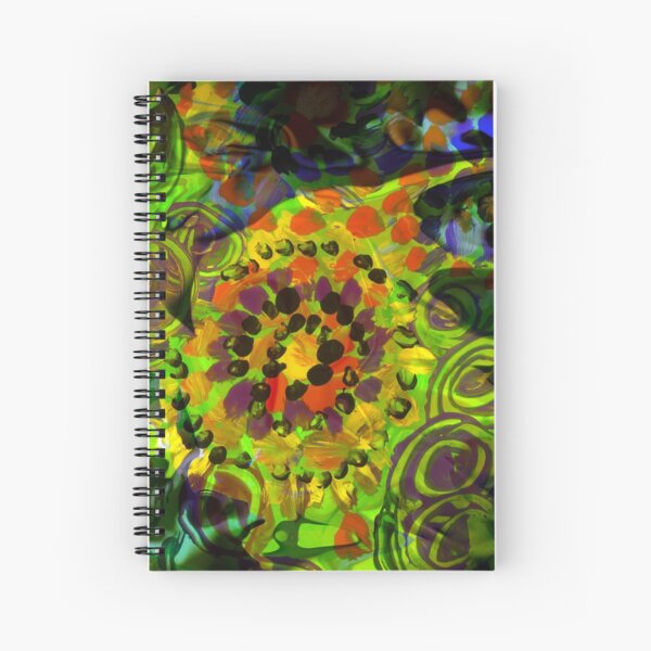 green abstract shapes movement Spiral Notebook