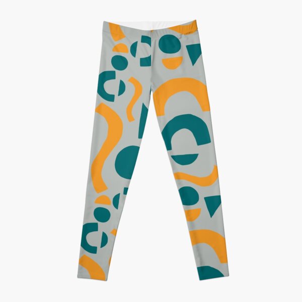 Geometric pattern in mustard, grey and peacock Leggings