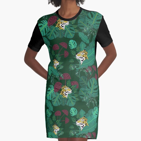 Tigers in the deep jungle Graphic T-Shirt Dress