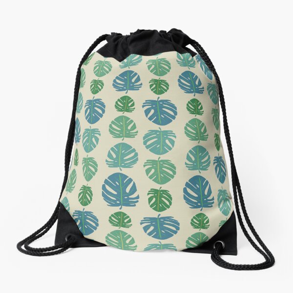 Monstera leaves in color scale Drawstring Bag