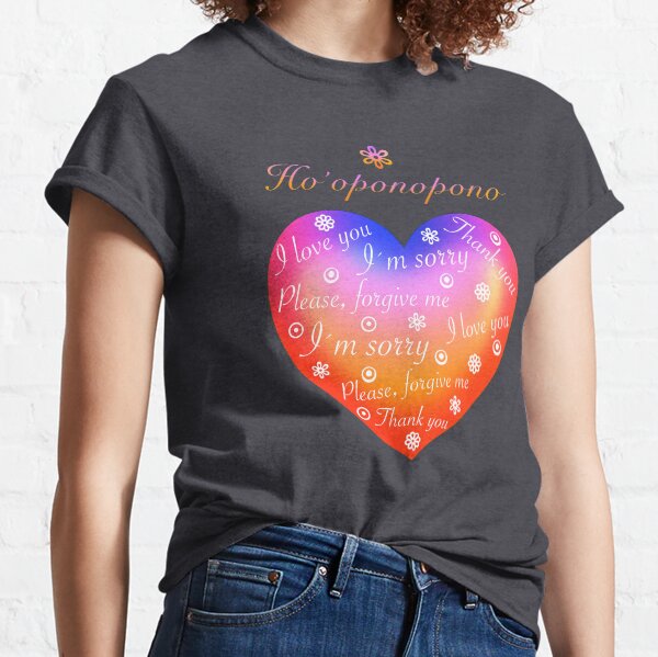 Ho´oponopono Corazón Arcoíris Ingles Camiseta clásica