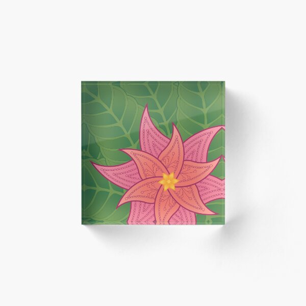 Mandala Tropical Flower Acrylic Block