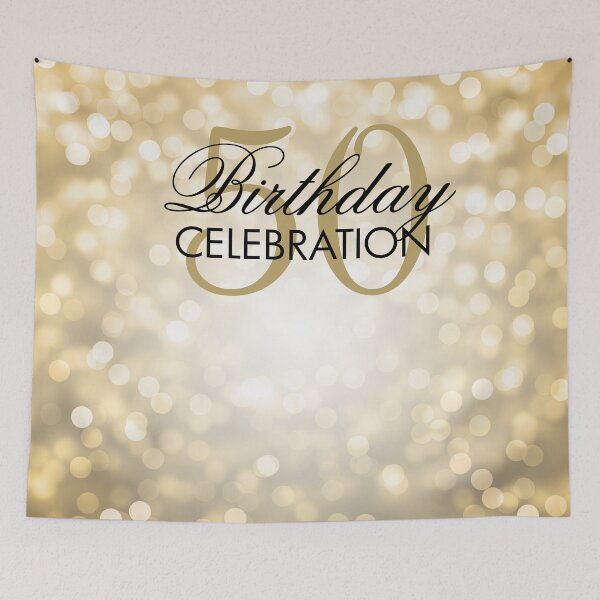 Item preview, Gold Bokeh Lights Elegant 50th Birthday Backdrop  designed and sold by Rewards4life.