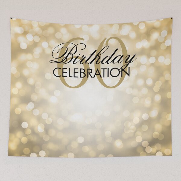 Item preview, Gold Bokeh Lights Elegant 60th Birthday Backdrop  designed and sold by Rewards4life.