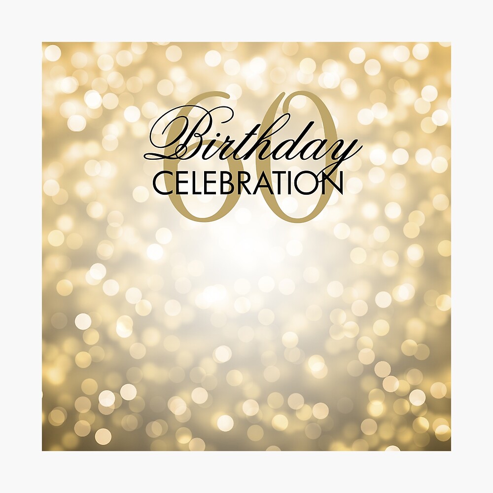 Gold Bokeh Lights Elegant 60th Birthday Backdrop 