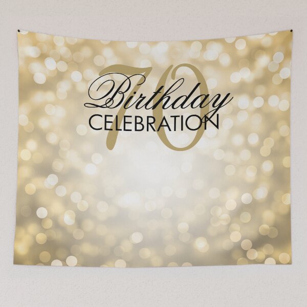 Item preview, Gold Bokeh Lights Elegant 70th Birthday Backdrop  designed and sold by Rewards4life.