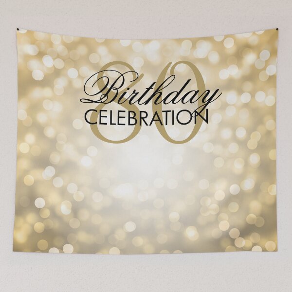 Item preview, Gold Bokeh Lights Elegant 80th Birthday Backdrop  designed and sold by Rewards4life.