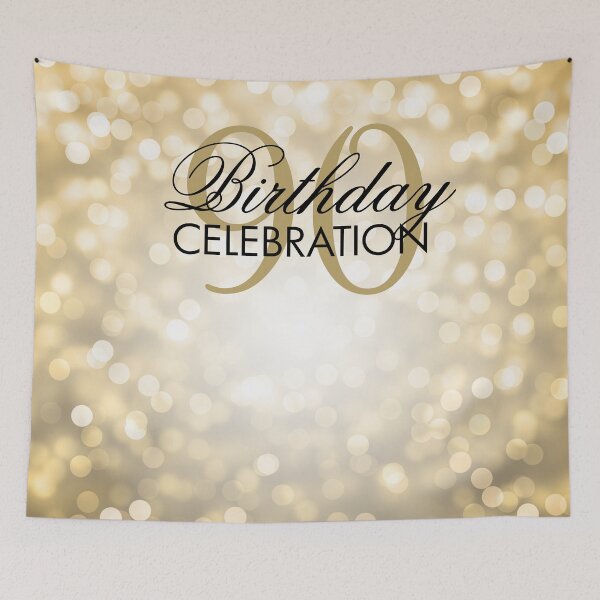 Item preview, Gold Bokeh Lights Elegant 90th Birthday Backdrop  designed and sold by Rewards4life.