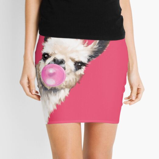 Bubble Gum Sneaky Llama in Red Mini Skirt