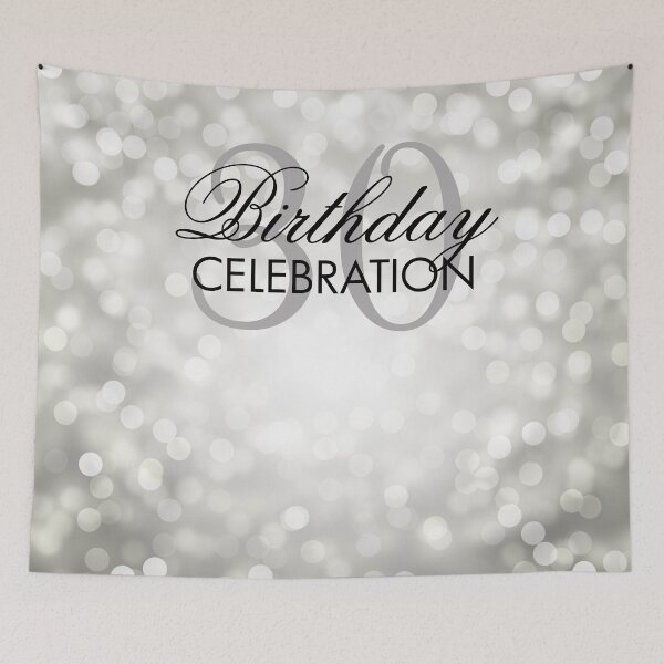 Item preview, Silver Bokeh Lights Elegant 30th Birthday Backdrop  designed and sold by Rewards4life.