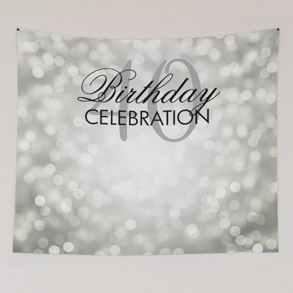 Item preview, Silver Bokeh Lights Elegant 40th Birthday Backdrop  designed and sold by Rewards4life.
