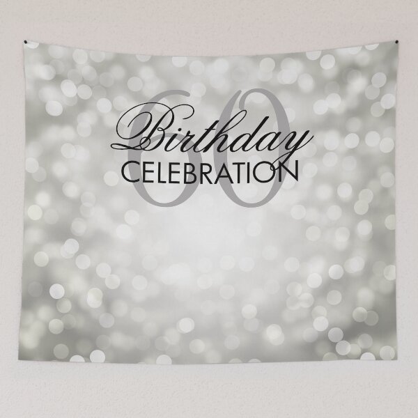 Item preview, Silver Bokeh Lights Elegant 60th Birthday Backdrop  designed and sold by Rewards4life.