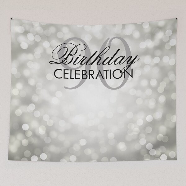 Item preview, Silver Bokeh Lights Elegant 90th Birthday Backdrop  designed and sold by Rewards4life.