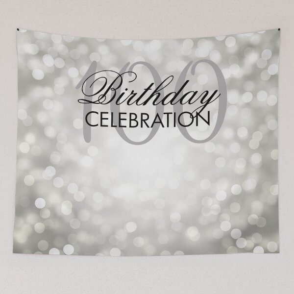 Item preview, Silver Bokeh Lights Elegant 100th Birthday Backdrop  designed and sold by Rewards4life.