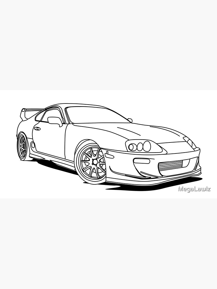 Toyota Supra Mk4, Car Art Print, Car Drawing, Gift for Him, Digital  Download 