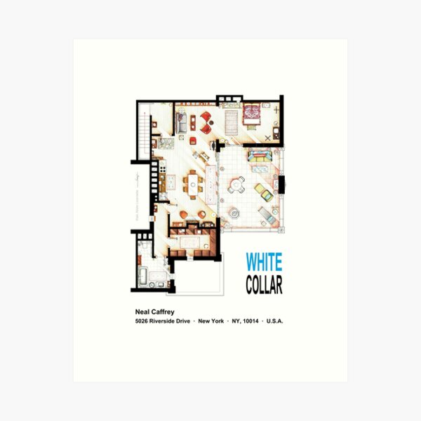 Artikel-Vorschau von Neal Caffreys Apartment aus WEISSEM KRAGEN, designt und verkauft von TV Floorplans & More.