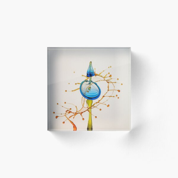 #water #liquid #drop #art illustration abstract wine space astronomy yellow color image Acrylic Block