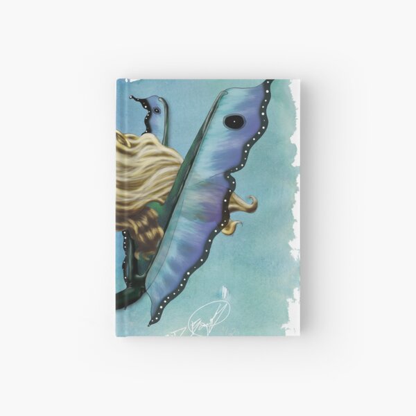 Butterfly Mermaid on Blue Hardcover Journal