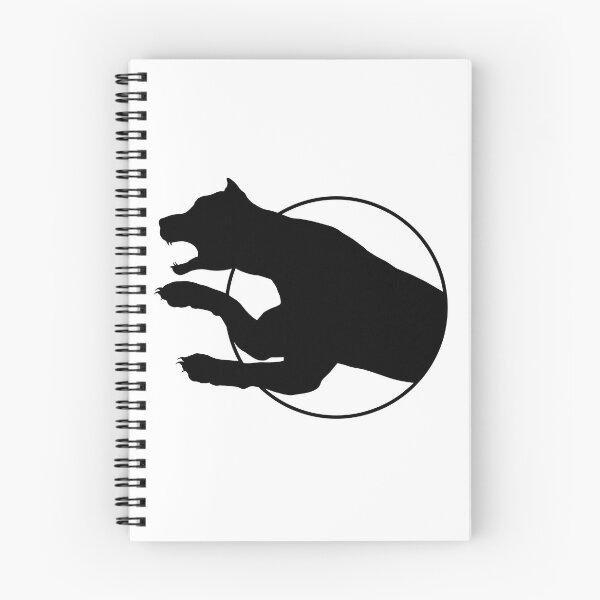 Item preview, A silhouette of a leopard jumping out of a circle in Black and white designed and sold by Winthrop Brookhouse.
