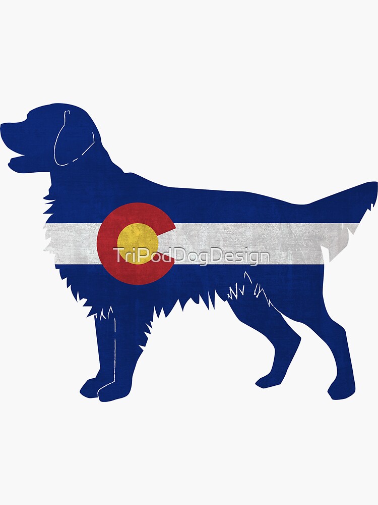 Golden Retriever and Flat-Coated Retriever Colorado Flag Silhouette by TriPodDogDesign