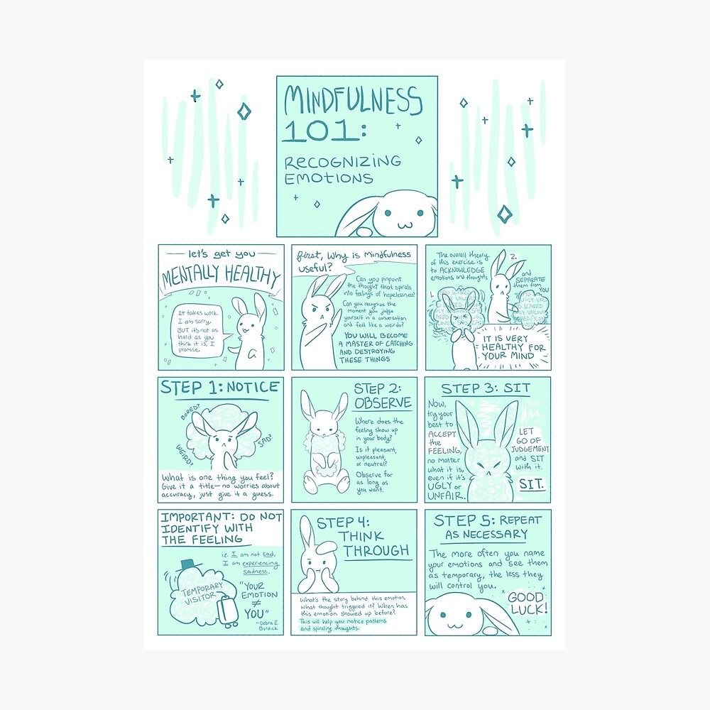 Let's Get You Mentally Healthy: Mindfulness 101 Bunny Comic Photographic Print