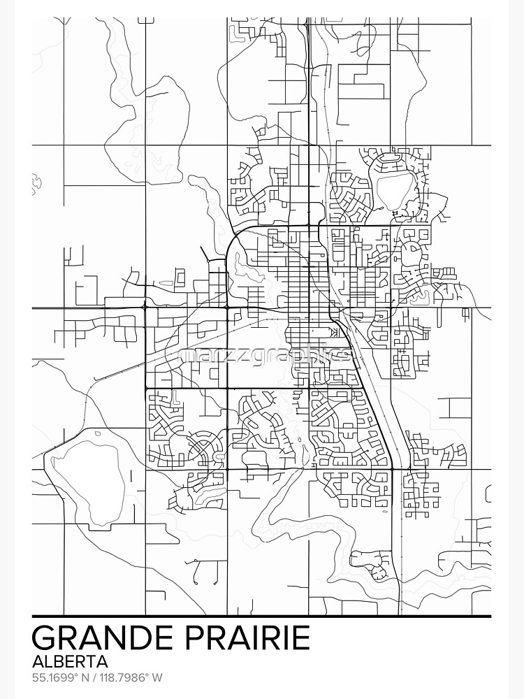 Map Of Grande Prairie Grande Prairie Map Greeting Cards | Redbubble