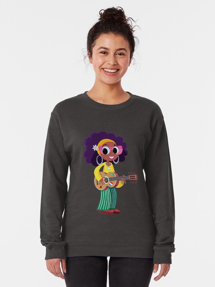 Alternate view of girl plays and sings with a guitar Pullover Sweatshirt
