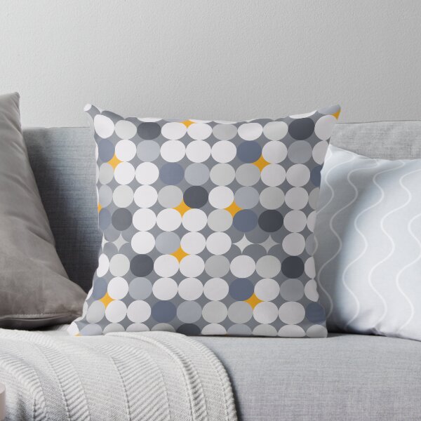 Grey and gold circles Throw Pillow