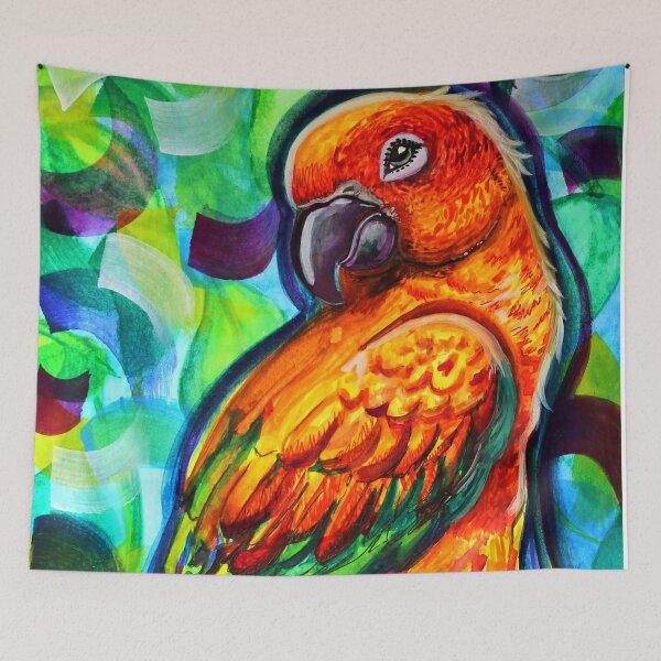 Item preview, Sunny Day, Sun Conure, Watercolor Conure, Cute Conure, Orange bird Watercolor Painting - Art by Cassandra  designed and sold by Art-By-Cass.