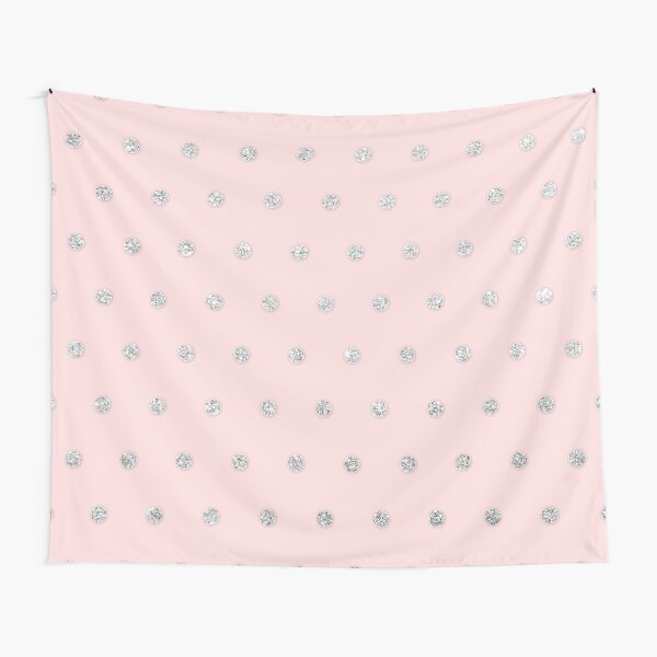 Girly Glamorous Pink Silver Glitter Polka Dots Tapestry