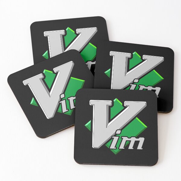 Vim Official Logo (Black background) Coasters (Set of 4)