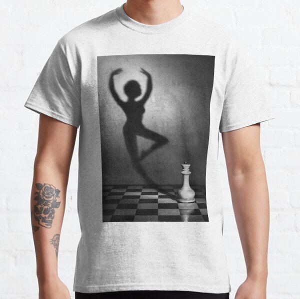 #monochrome #chess #people #black and white shadow adult art concentration vertical strategy naked Classic T-Shirt