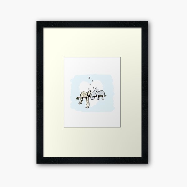 Koala and Sloth Sleeping Framed Art Print