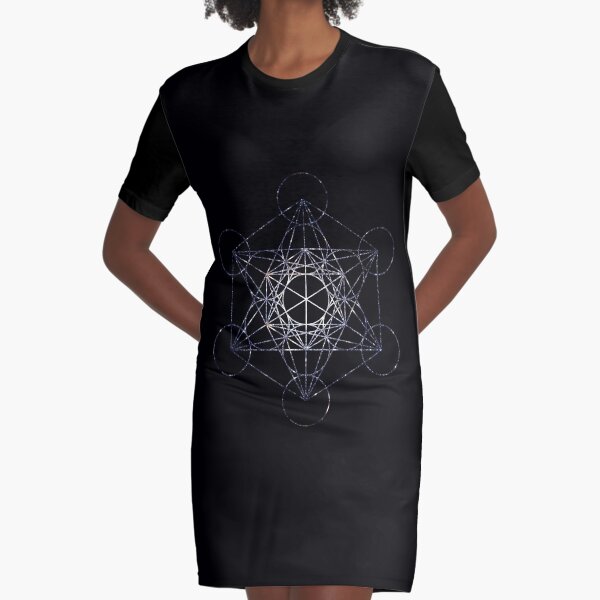 Metatron's Cube Star Cluster - Sacred Geometry Graphic T-Shirt Dress