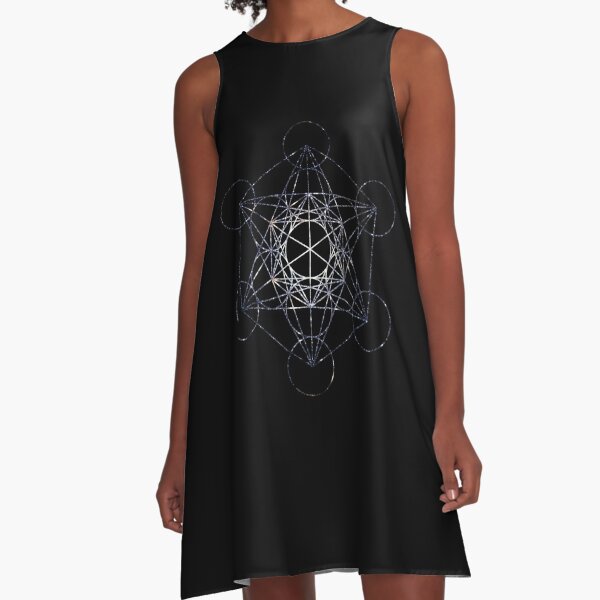 Metatron's Cube Star Cluster - Sacred Geometry A-Line Dress
