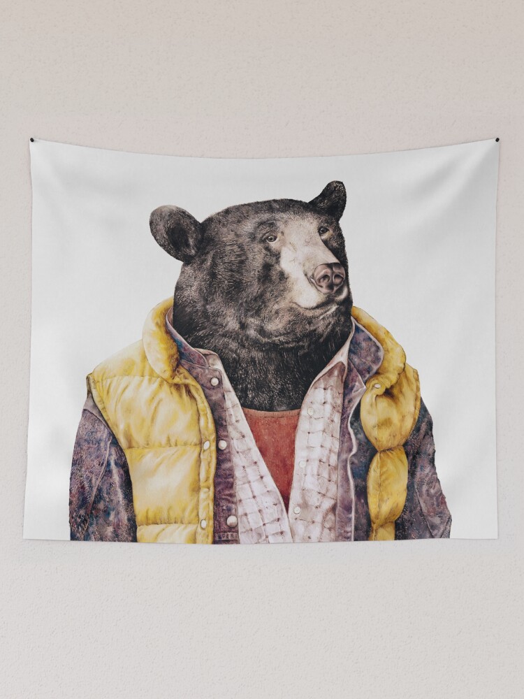 Golden Vested Black Bear Tapestry