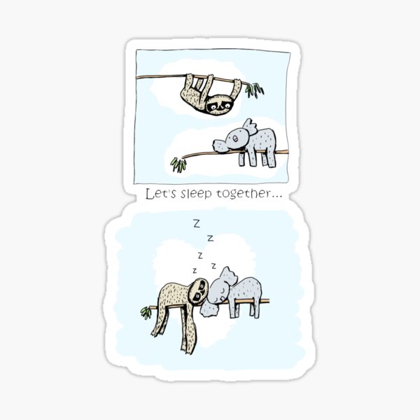 Koala and Sloth - Sleeping Together Cartoon Sticker