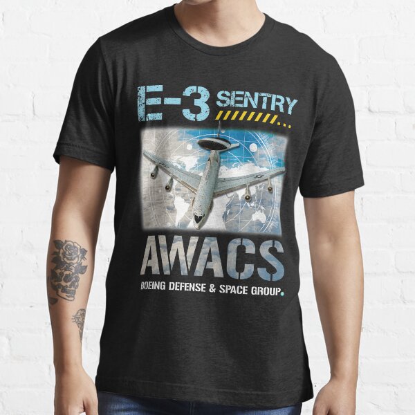 Vista previa del artículo con la obra «Regalo de camiseta de avión centinela E3», diseñado y vendido por woormle.