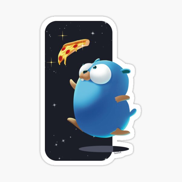 "Golang Gopher Go Pizza" Sticker by clgtart | Redbubble