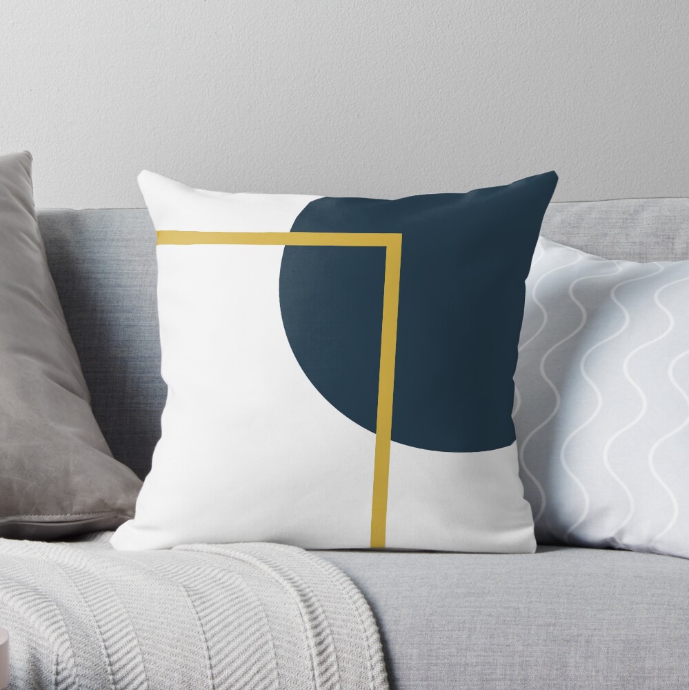 navy blue and yellow throw pillows