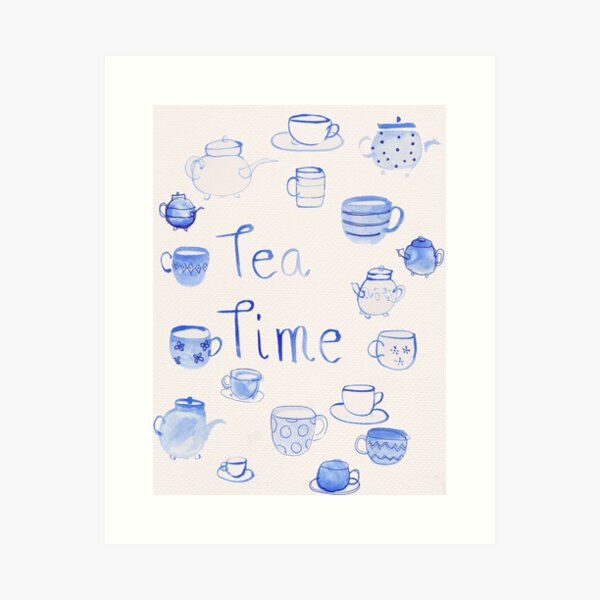 Item preview, Tea time - quote - water colour - blue designed and sold by CraftCartwright.
