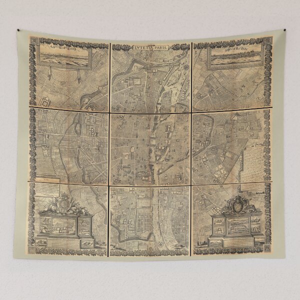 Item preview, Nine panel plan of Paris Map by by Jacques Gomboust from 1652 (c 1900 Taride reissue) designed and sold by allhistory.