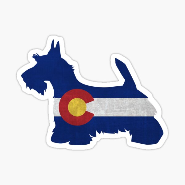 Scottie Terrier Dog Breed Colorado Flag Silhouette Sticker