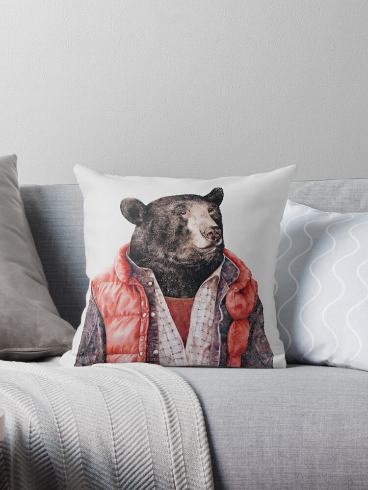 Black Bear Throw Pillow By Animalcrew Redbubble